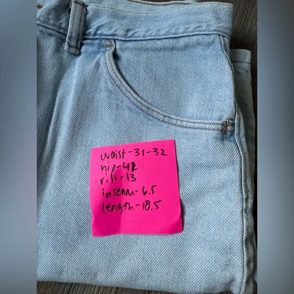 VTG Wrangler Mom Shorts Baggy Shorts Blue Faded Size 14 31 32 - Image 12