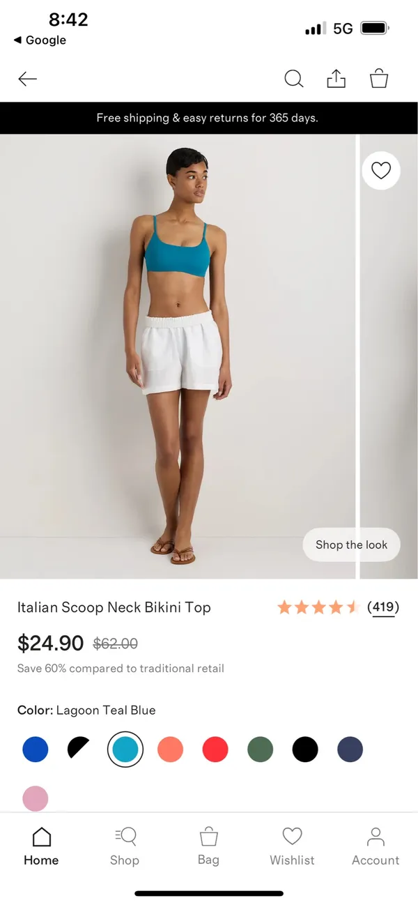 New Quince Italian Scoop Neck Bikini Top Size Small - Image 3