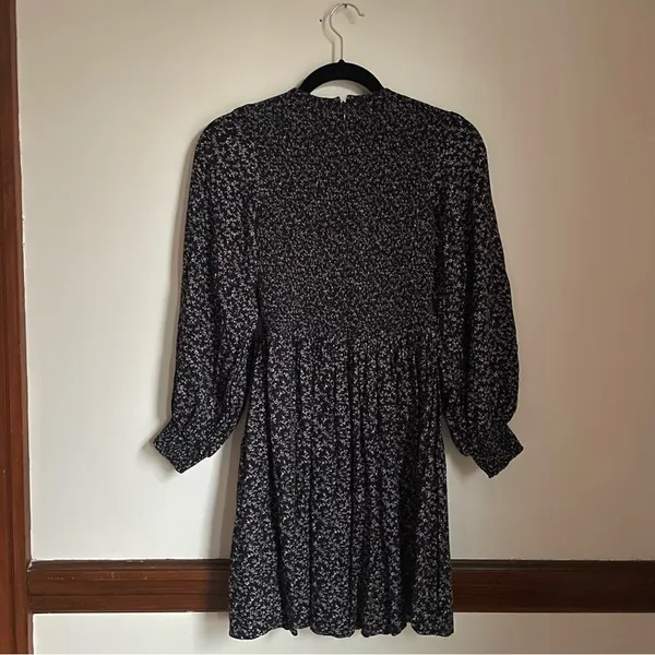 & Other Stories Black and White Floral Print Bishop Sleeve Cottage Sundress sz 2 - Image 4