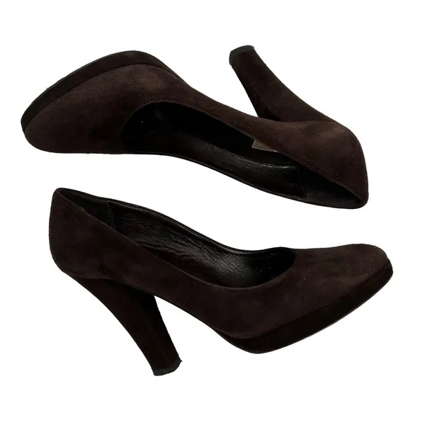 Michael Kors Collection Size 7 Pumps Heels Brown Suede Platform Designer Italy - Image 2