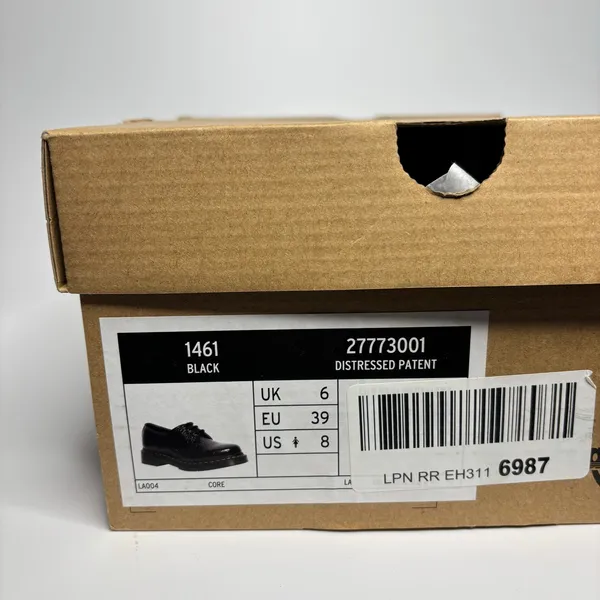 Dr. Martens 1461 Women's Leather Oxford Shoes in Black Distressed Patent - Image 9