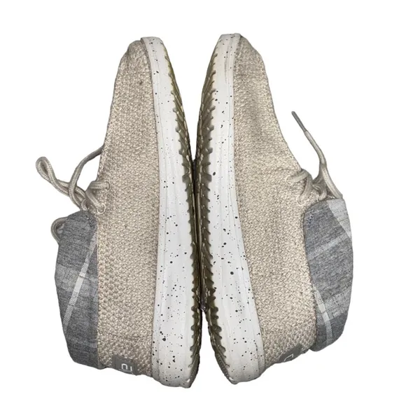 Hey Dude Britt Shoes Womens 7 Beige Plaid Slip On Comfort Loafers‎ Casual - Image 7