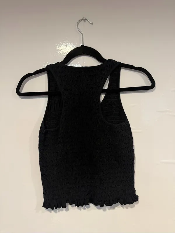 American Eagle Outfitters Black Smocked‎ Tank Top - Image 3