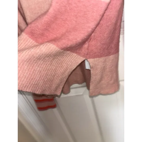 J Crew Supersoft Pink Striped Merino Wool Alpaca Blend Turtleneck Sweater M - Image 6