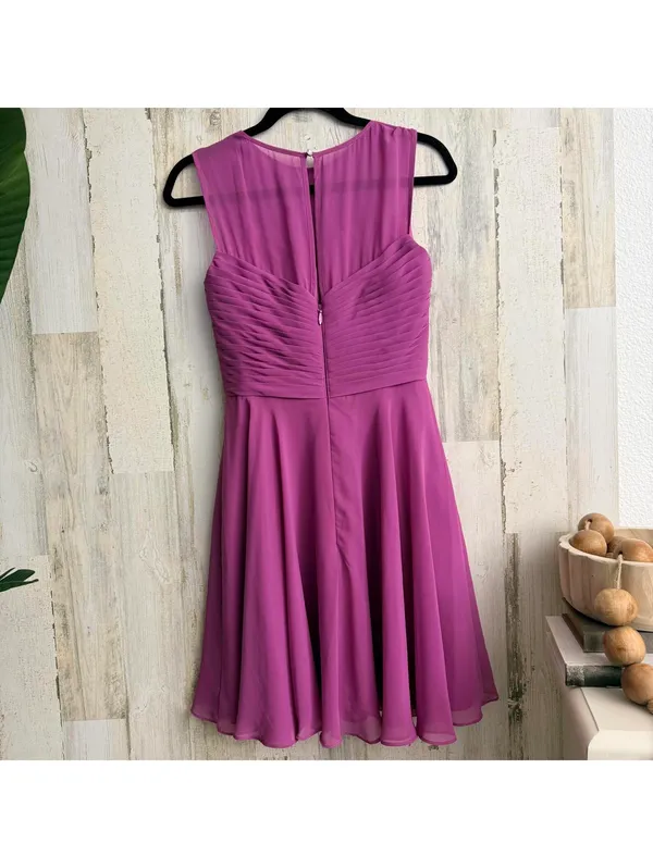 Azazie Women A4 Magenta Pleated Chiffon Fit Flare Formal Dress - Image 3