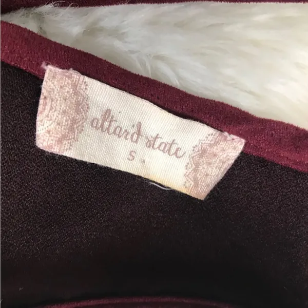 ALTAR"D STATE Burgundy Faux Suede Halter Mini Dress Size Small Sleeveless‎ Fall - Image 5