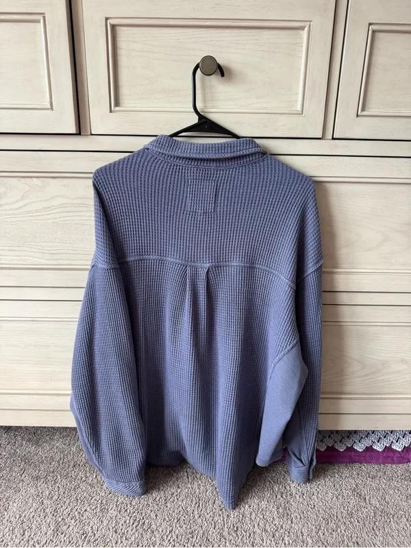 Aerie Relaxed Navy Button-Up Shirt - Women's Casual Top - Image 4