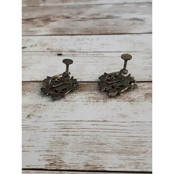 Vintage Screw On Earrings - Coat of Arms Design - Image 2