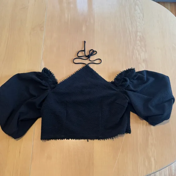 Anthropologie Frida Off the Shoulder Halter Top in Black size Large - Image 3