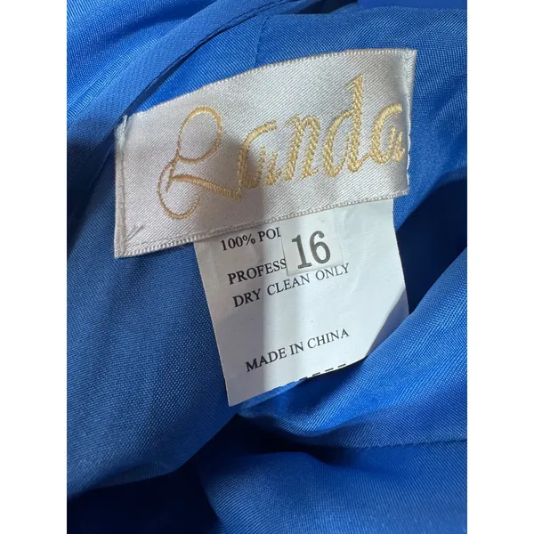 Linda Royal Blue Chiffon Maxi Gown Open Back Bow Detail Prom Formal Women's 16‎ - Image 4
