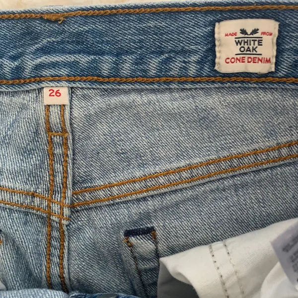 Levi's White Oak Cone Raw Hem Denim Jeans in‎ Medium Blue Wash Button Fly - Image 7