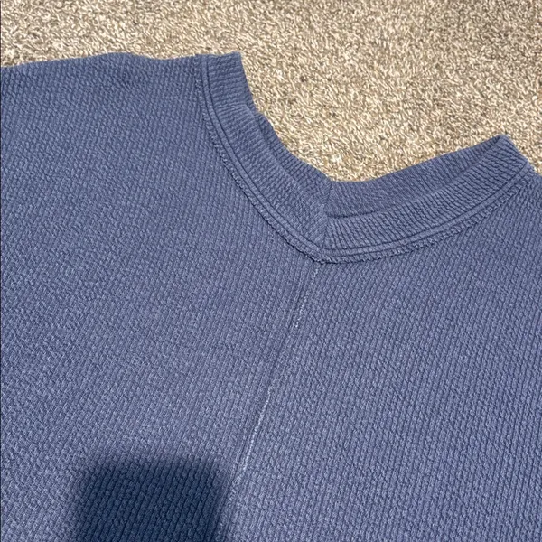 Aerie V-Neck Wonder Textured Knit Oversized Sweatshirt - Blue - Image 2