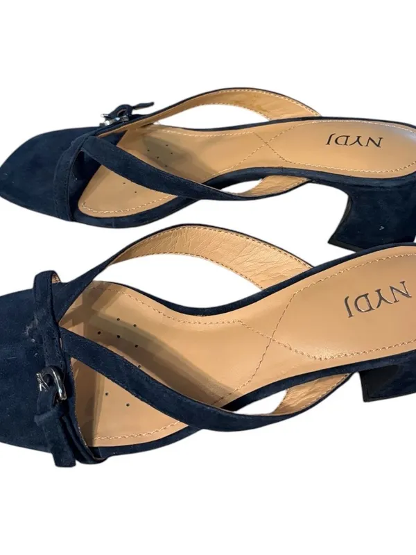 NYDJ Women's Blue Suede Strappy Buckle Heeled Sandals Size 7 New - Image 3
