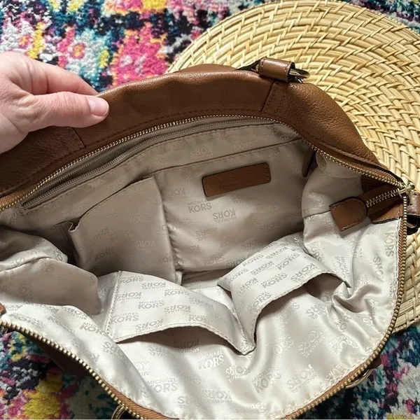 Michael Kors Leather Double Handle Zip Top Purse - Image 4