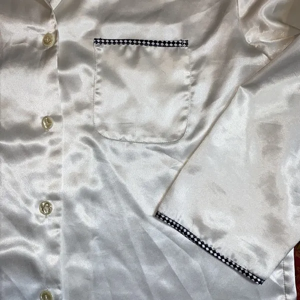 Vtg Victorias Secret White Satin Pajama Top - Image 6