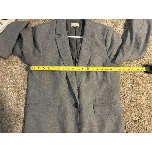 Ann Taylor LOFT Wool Blend Gray 1 Button Blazer Women Size 12 Career Jacket Long - Image 7