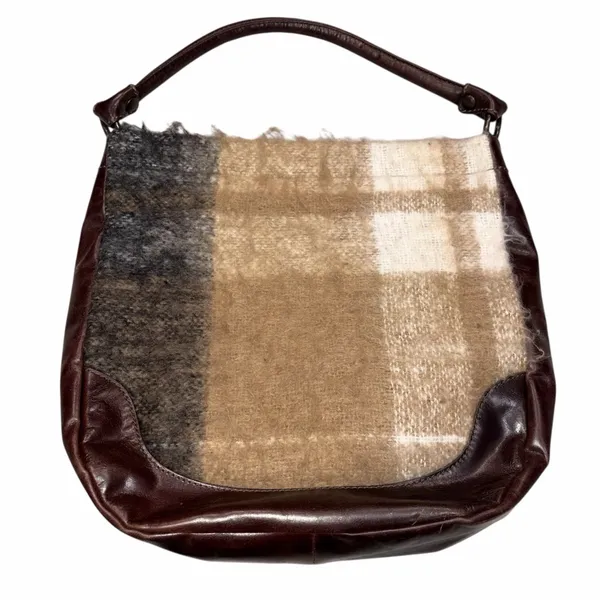 Frye Melissa Fuzzy Blanket Bucket Hobo Bag Purse Shoulder Bag Crossbody - Image 5
