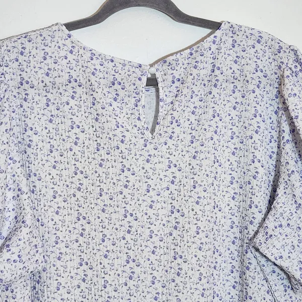 Dokotoo Purple Floral Blouse with Puffy Sleeves Size 2XL - Image 5
