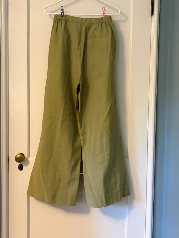 Mon Renn scenic pant olive size small wide leg pleated quiet luxury resort - Image 5