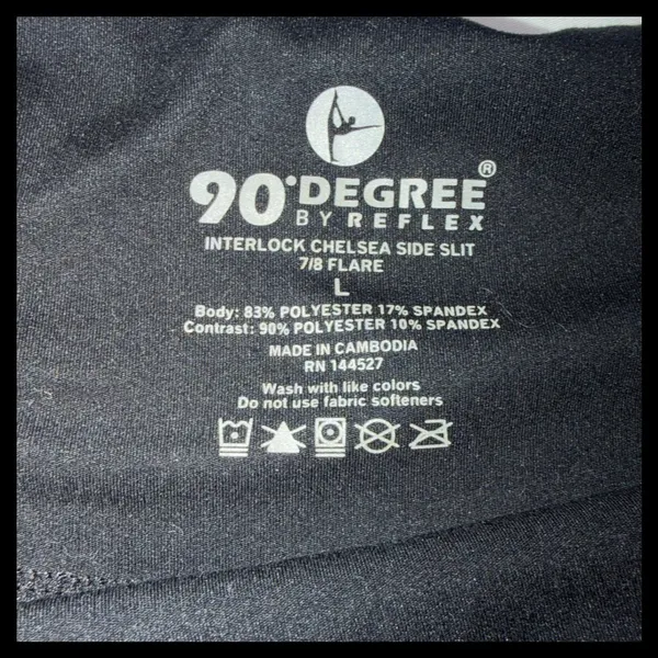 90 Degree by Reflex Flare Pants Womens L Black Chelsea Side Slit 7/8‎ Yoga - Image 2