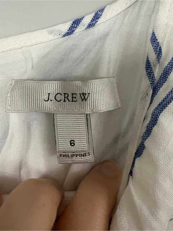 NWOT J. Crew 100% Linen Sleeveless Chevron Maxi Dress 6 Summer Beach Vacation - Image 3