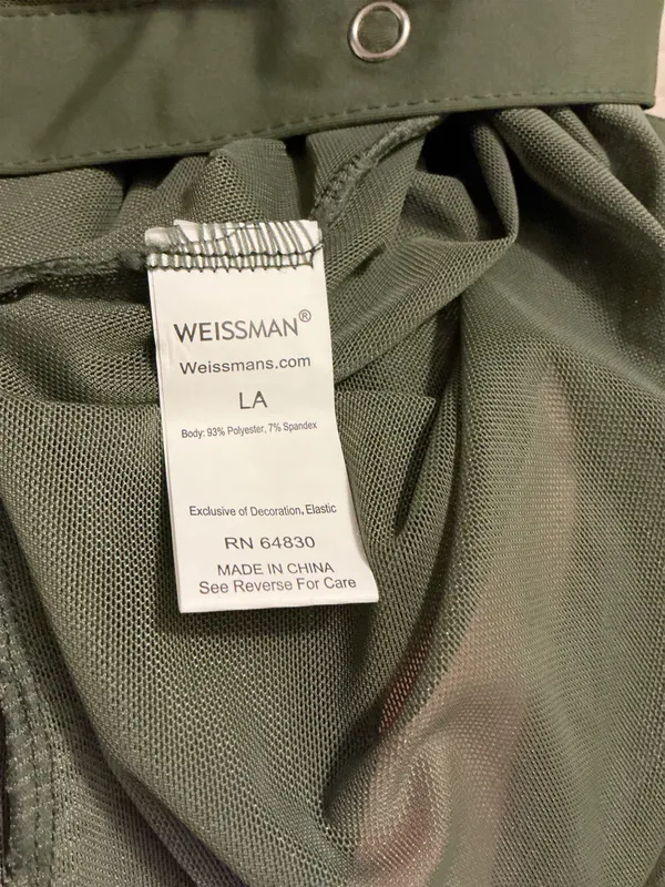 Weissman Olive Green Mesh Button-Down Over-Shirt & Cami Romper Set – Size LA (Large Adult)l - Image 7