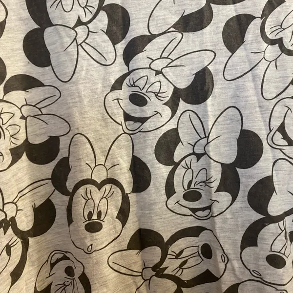 Disney Womens Minnie Mouse Tee T Shirt 2XL Bust 44” Black Gray Allover Print - Image 2