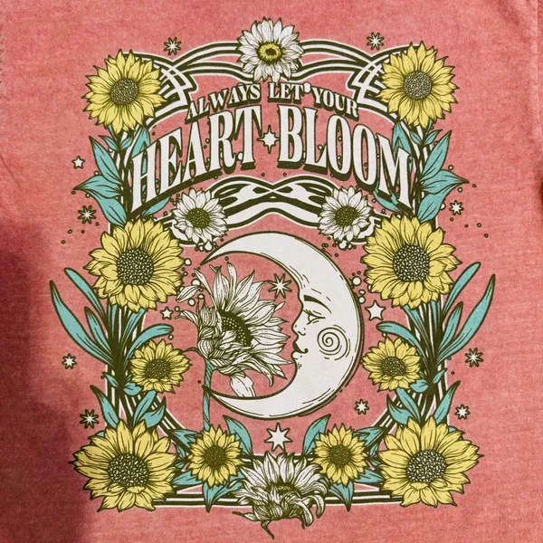 Tree Hugger Nation Moon Star Graphic‎ Cropped T Shirt Coral Pink Boho Size S - Image 10