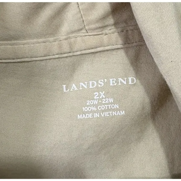 Lands End Cardigan Sweater Womens 2X Beige Open Front Lightweight Jersey Knit - Image 2