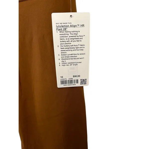 NEW Lululemon Align High Rise leggings 28" size 10 Copper Brown AUTHENTIC RARE - Image 4