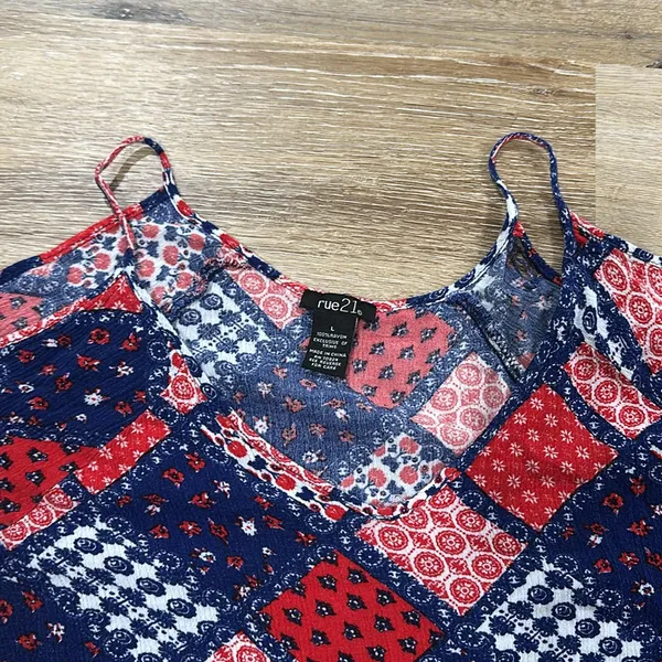 Rue21 Blue and Red Short Sleeve Blouse - Image 2