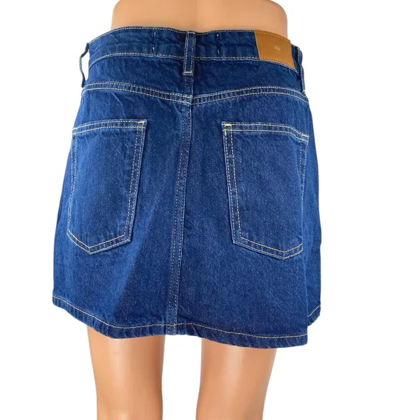 Zara Women's Blue Mid Waist Straight Casual Cotton Mini Denim Jean Skirt Size XS - Image 3
