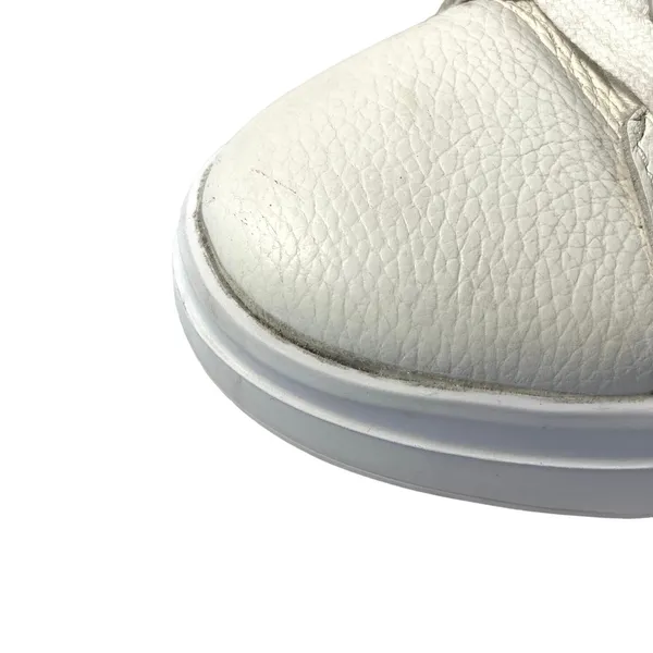 Zara White Leather Platform Sneakers Pebbled Lace Up Chunky EU 40 - Image 4
