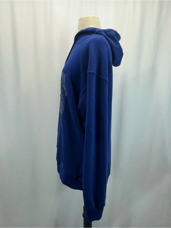 NFL Royal Blue NY Giants Pullover Hoodie XL White Logo Sequins Rhinestone Glam - Image 5