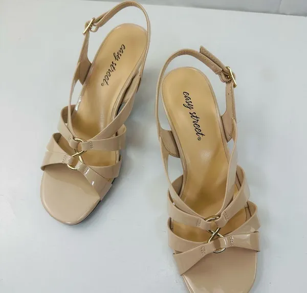 Easy Street Beige Strappy Heels - Image 13