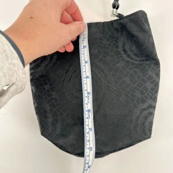 Vintage 90s Das Women's Swirl Print Textured Beaded Strap Purse Mini Bag‎ Black - Image 10