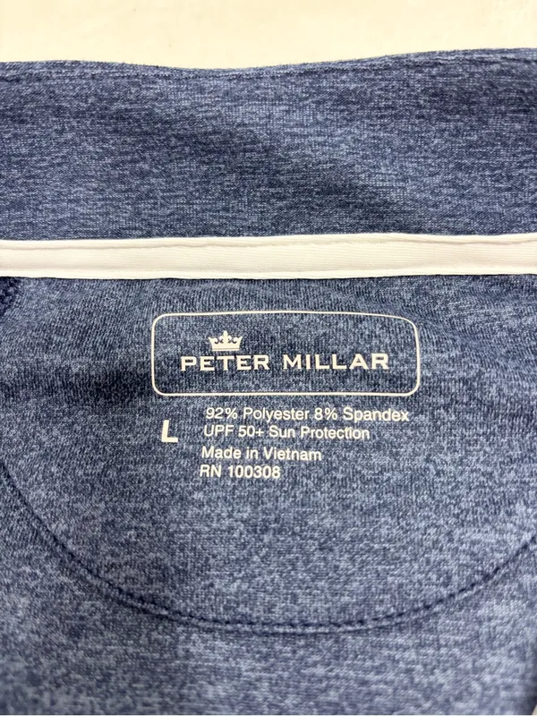 Peter Millar Navy Quarter-Zip Pullover White Trim Performance Top Size L NWT - Image 9