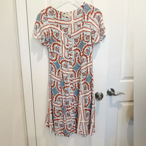 ANTHROPOLOGIE MAEVE Praslin Printed‎ Button Front Midi Dress - Image 3