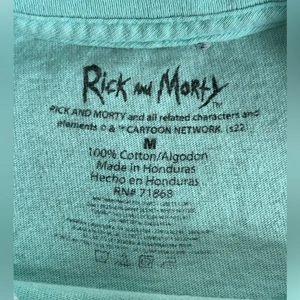 Cartoon Network Rick & Morty Adult Mint Green T-Shirt size Medium - Image 5
