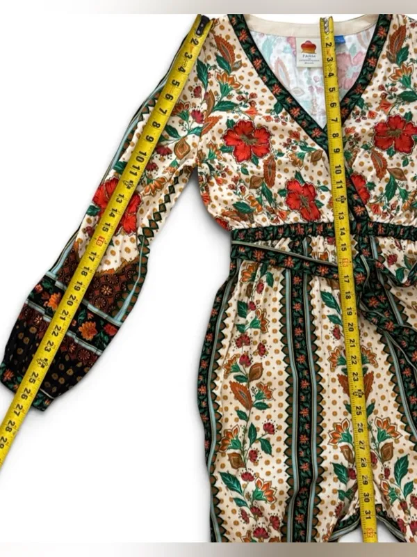 Farm Rio x New Anthropologie Cotton Boho Floral Jumpsuit Long Sleeve S-S - Image 15