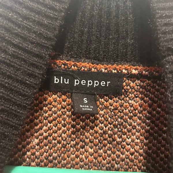 Blu Pepper Sweater Dress Small‎ Knit Long Sleeve Pullover Mock Neck Color Block - Image 9