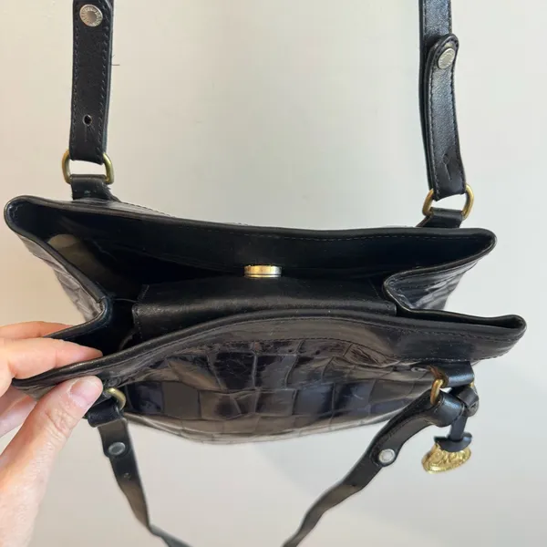 Vintage Brahmin Black Croc Embossed Leather Shoulder‎ Bag - Image 6