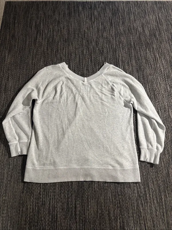 Aerie Oversized V Neck Pullover Sweatshirt Grey Fall Neutral Staple Size Medium - Image 2