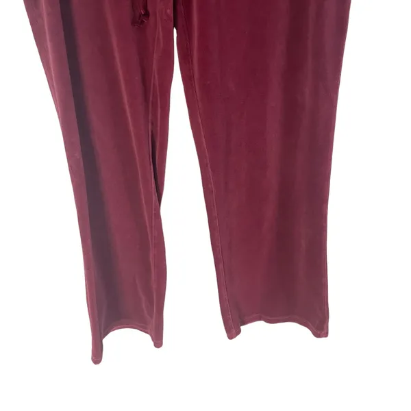 New York Laundry NYL Y2k Women Burgundy Velour Lounge Pants Drawstring Small‎ - Image 3