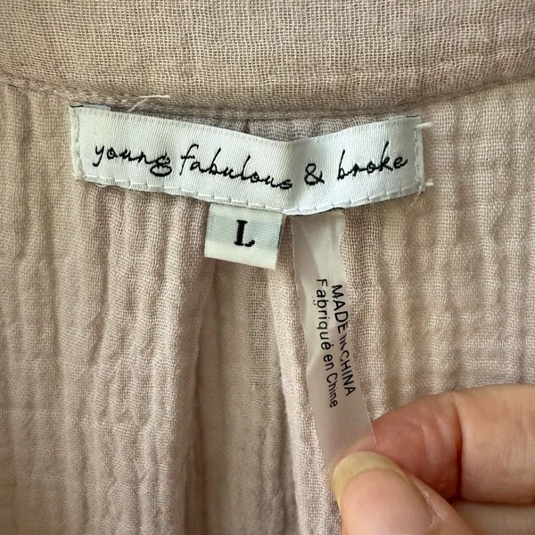 Young Fabulous & Broke Orchid Gauze Short Sleeve Cropped Pink Lavender Blouse L - Image 6