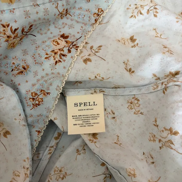 SPELL & THE GYPSY Fleur Frill Bias Maxi Dress Teapot Blue Floral‎ Bohemian Large - Image 13