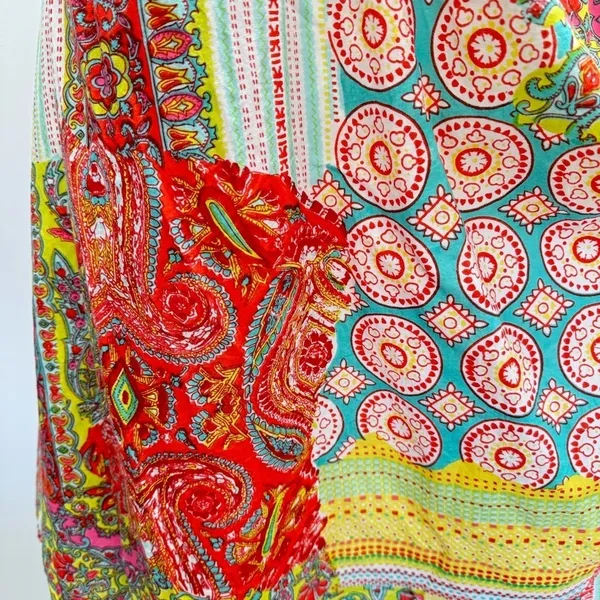 Patchwork Sundress Boho Paisley Print Halter Neckline Pura Vida Lightweight - Image 7