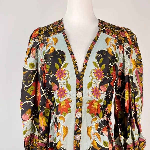 NWOT Farm Rio Floral Swans V-Neck Long Sleeves Mini Dress Size M - Image 3