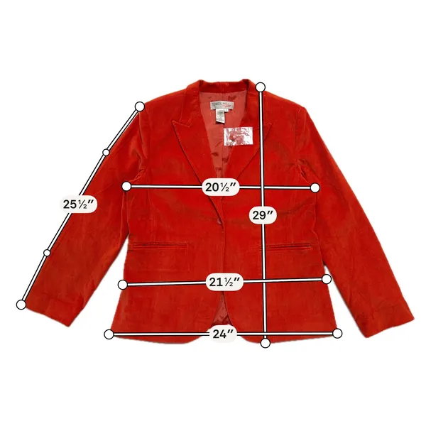 NWT Vintage Tower Hill Sport Blazer Women 16 Red Orange Corduroy Single Button - Image 2