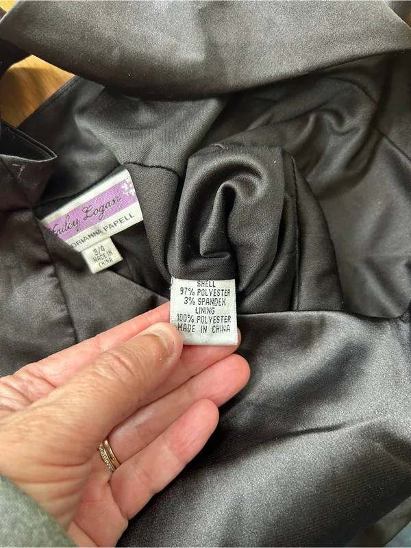 Hailey Logan Adrianna Papell Black Satin‎ Cutout Ruched Prom Party Dress Sz 3/4 - Image 7